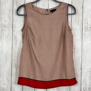 Willi Smith Geometric Chevron Blouse XS Orange Navy Mod Pop Art Aesthetic